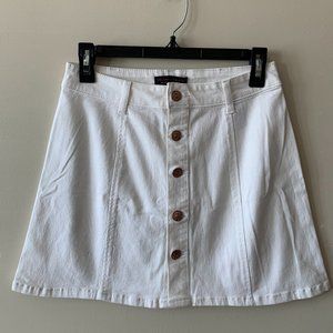 White Button-Down Denim Skirt